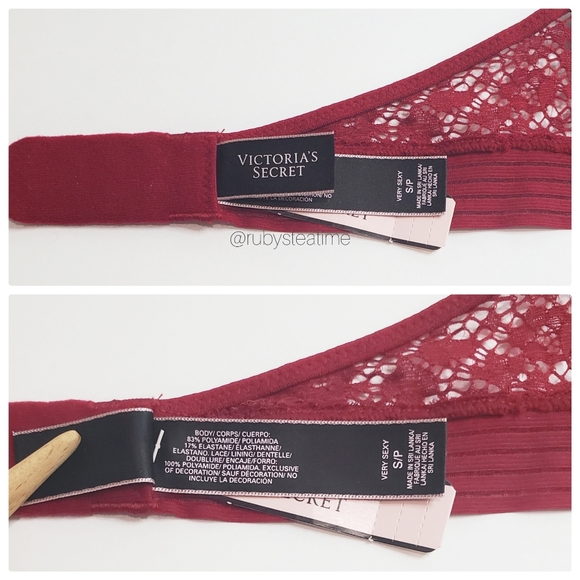 VICTORIA'S SECRET Very Sexy Floral Lace Halter Bralette -Red, Small,New with Tag - Picture 7 of 8